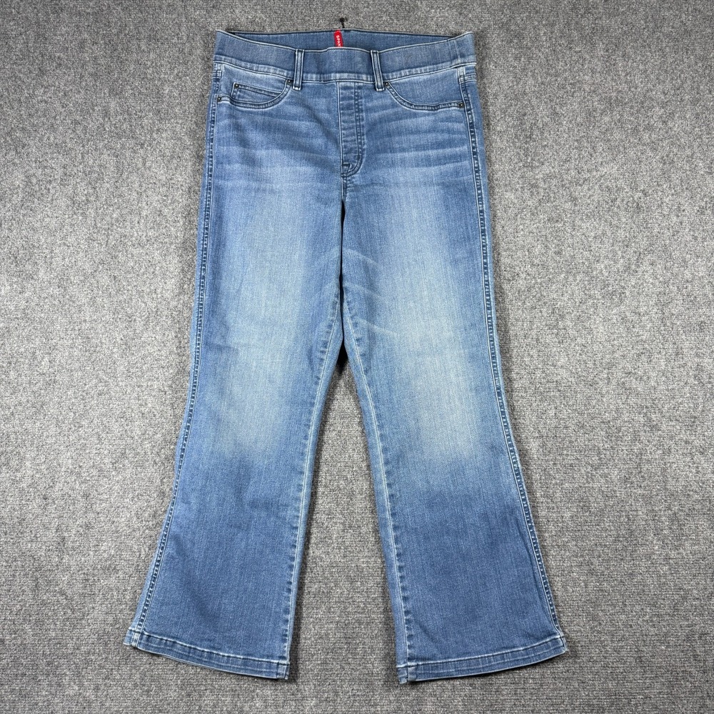SPANX Kick Flare Vintage Indigo Pull-on Stretch Jeans Womens XL Mid Wash Blue